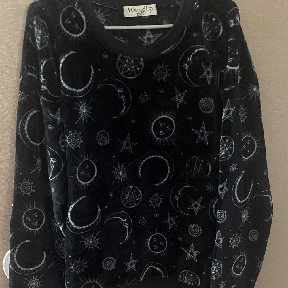 Wound Up Black and White Celestial Women's Sweater